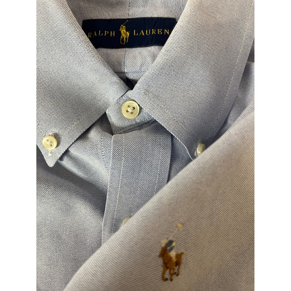 Ralph Lauren Oxford Shirt Mens Medium Blue Long Sleeve Button Down - Picture 4 of 7